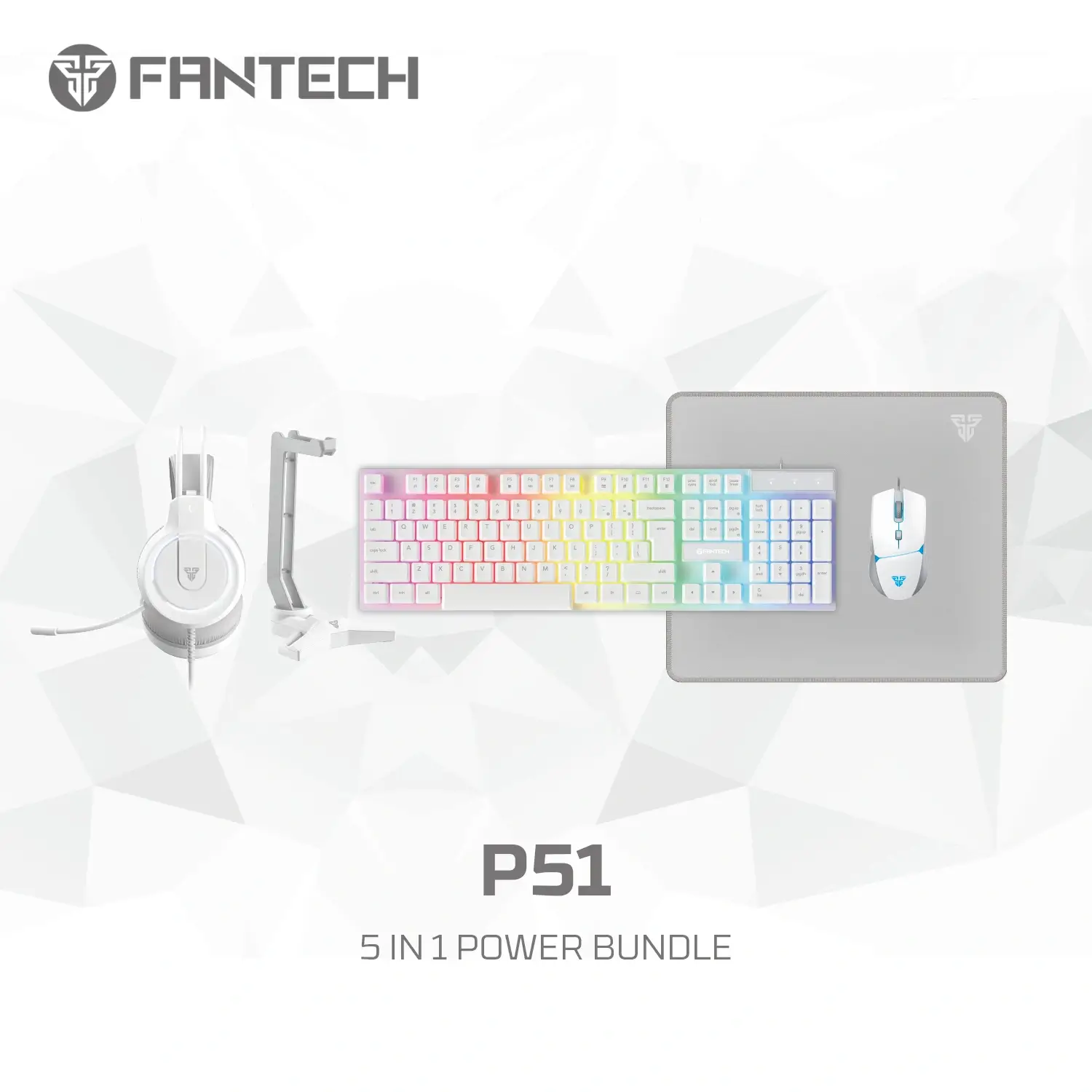 Fantech P51 Power Bundle Gaming Keyboard and Mouse Combo - White Fantech P51 Power Bundle Gaming Keyboard and Mouse Combo - White